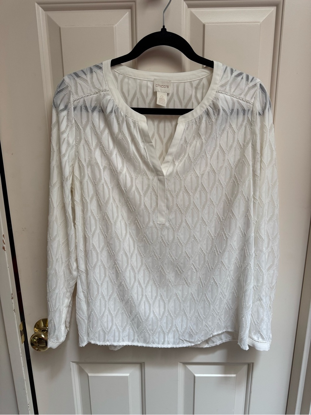 Chico's White Popover Top